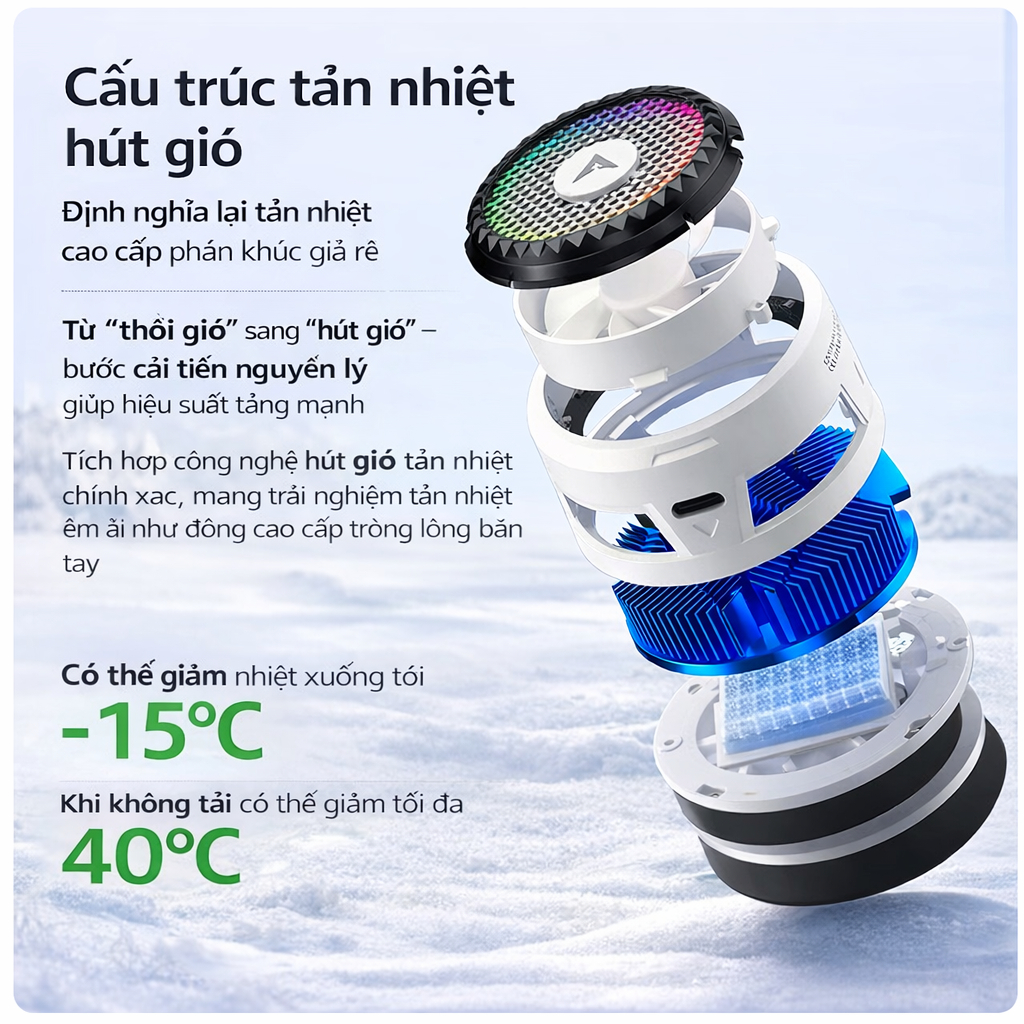 Piva X30 | Quạt tản nhiệt sò lạnh cao cấp làm lạnh nhanh, hút gió ngược không nóng tay khi chơi game pubg | BigBuy360 - bigbuy360.vn