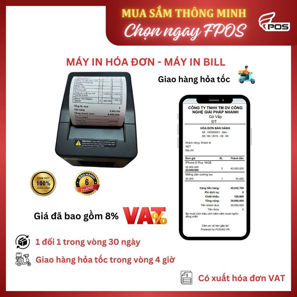 Máy In Hóa Đơn - In Nhiệt - In Bill khổ giấy K58, K80 - 805K, 805KL, 58IIB, Q822, Q230, Q300 - (Giá 
