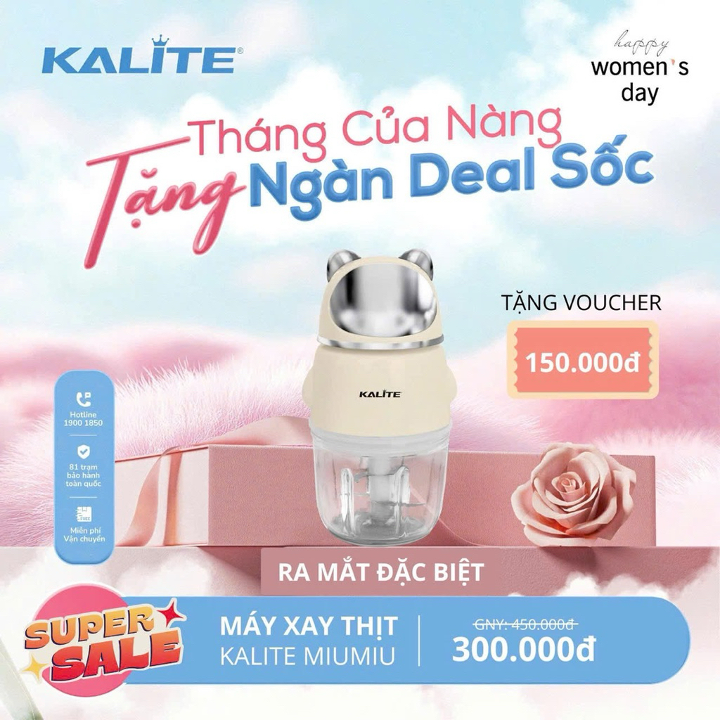 [CHÍNH HÃNG] Máy Xay Thịt Mini KALITE MIUMIU Đa Năng - Xay Thịt, Xay Gia Vị, Xay Đồ Ăn Dặm Cho Bé - 