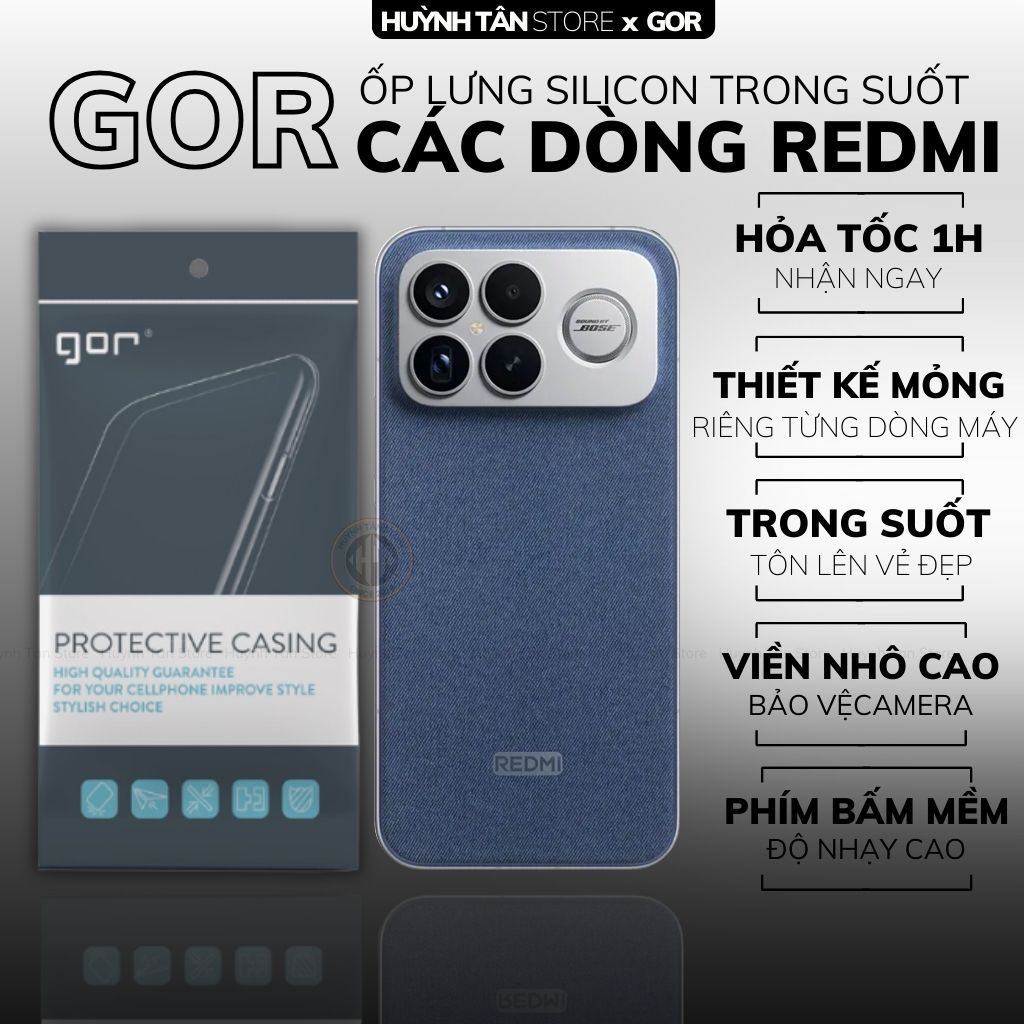 Ốp lưng điện thoại xiaomi redmi k90 promax k80 pro k60 ultra k50 gaming silicon trong suốt hãng GOR