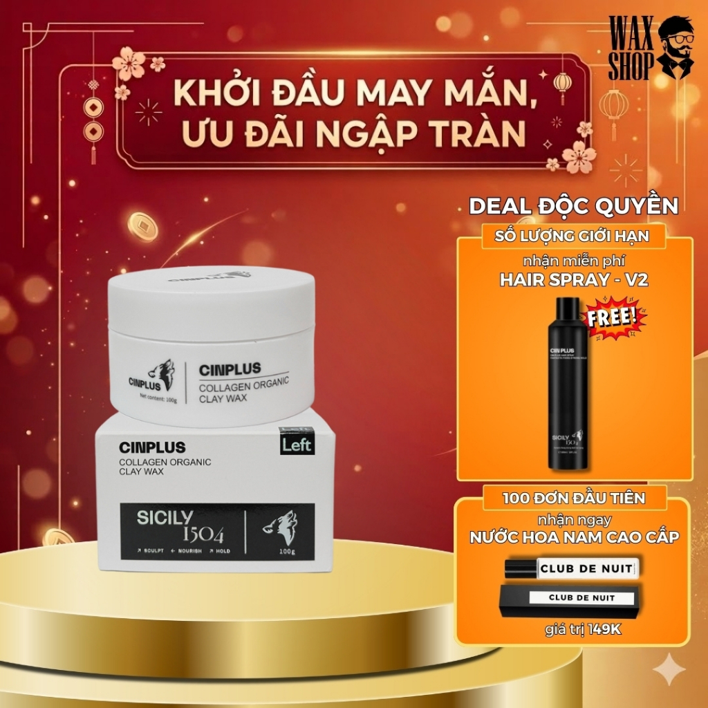 [DEAL ĐỘC QUYỀN] Sáp vuốt tóc nam CINPLUS Left 100gr chính hãng gel, wax giữ nếp tóc - Cinplus