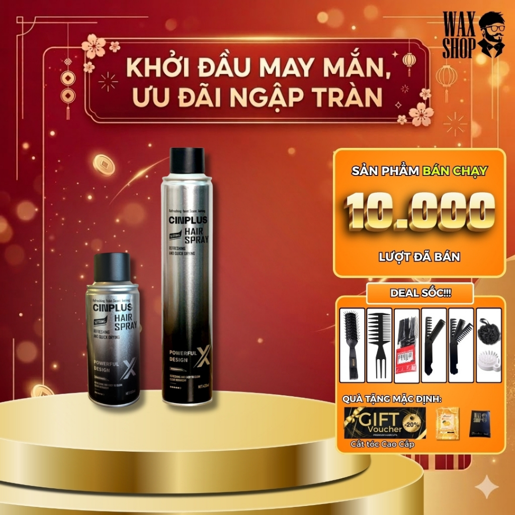 Gôm tạo kiểu tóc Cinplus Hair Spray X 420ml chính hãng, giữ nếp tóc, tạo kiểu chỉ 3s - CINPLUS