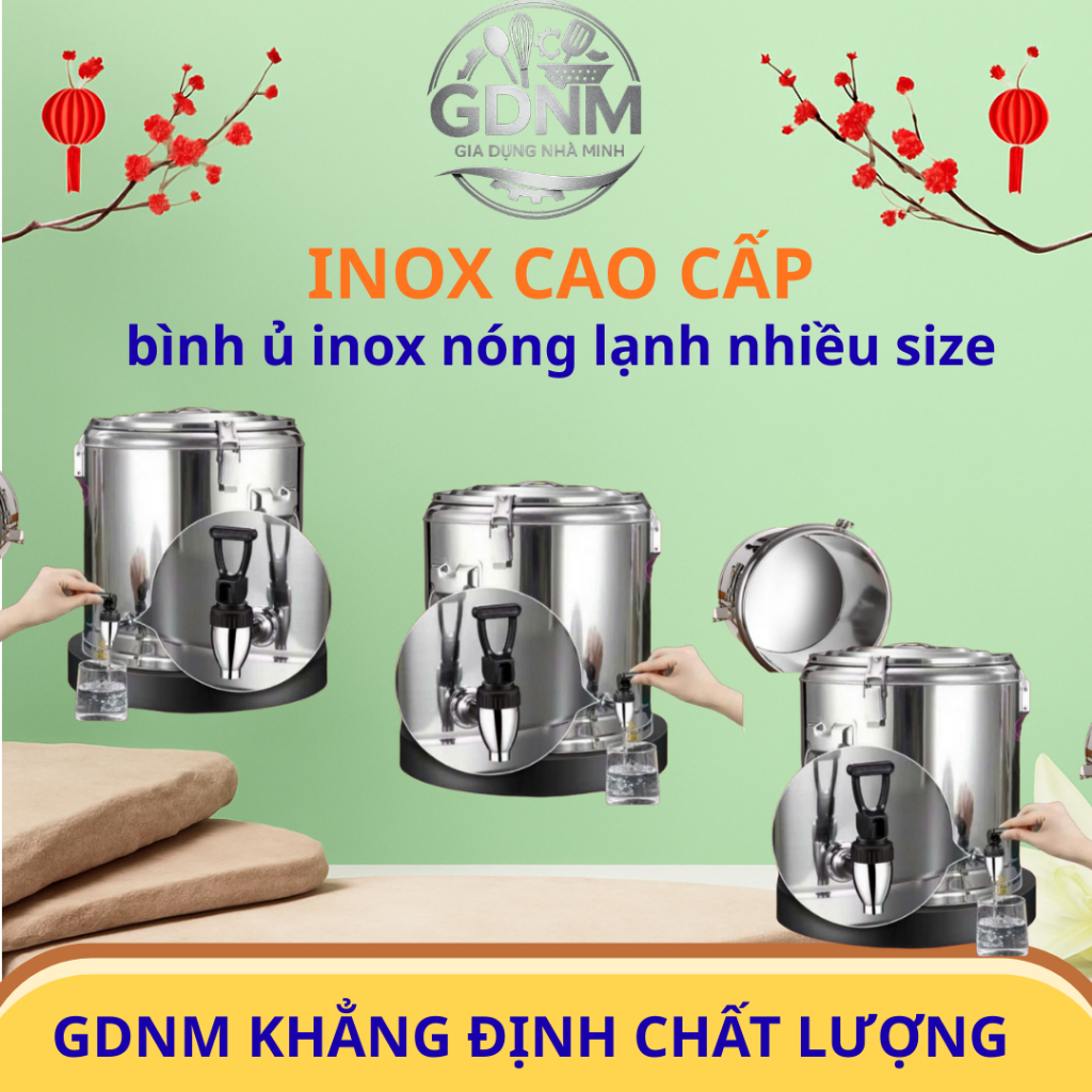 Bình ủ giữ nhiệt nóng/lạnh = inox 100% 3 lớp giữ nhiệt lâu ,an toàn cho gia đình , dã ngoại, bếp ăn công nghiệp .