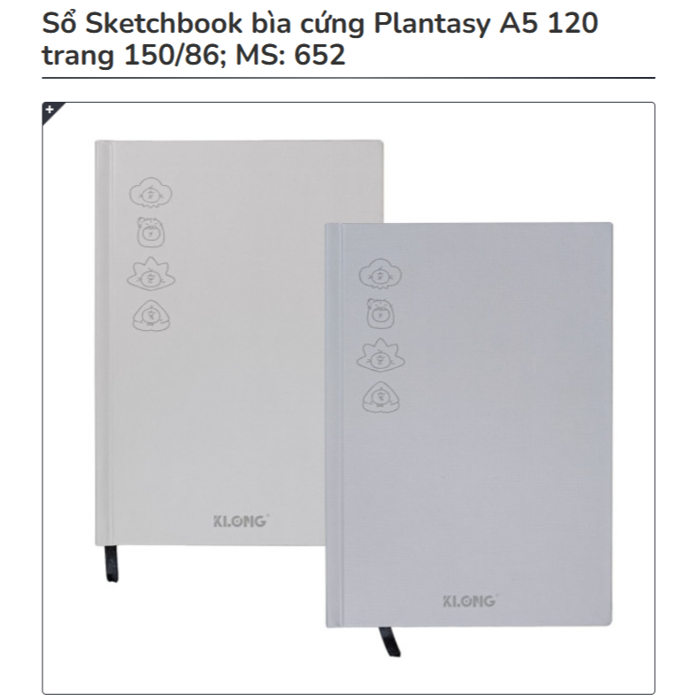 KLONG - Sổ Viết / Vẽ Giấy Trơn 150gsm Đa Năng - Sketchbook Bìa Cứng Plantasy A5 120 Trang 150/86; MS