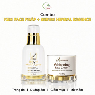 Combo kem face pháp + serum herbal essence A Cosmetics 50gr, trắng da, dưỡng ẩm, giảm mụn, mờ thâm