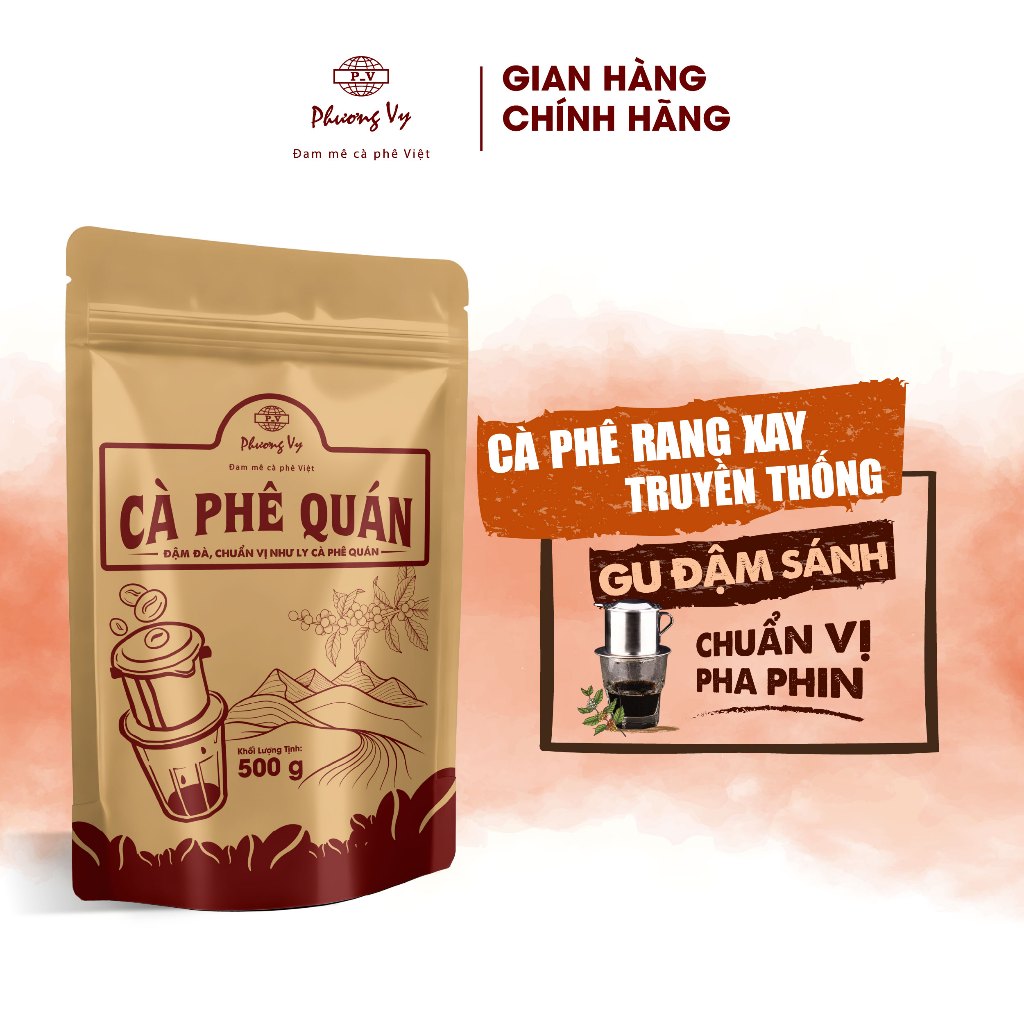 Cà Phê Truyền Thống Cà Phê Quán Phương Vy Coffee 500g sánh đậm, thơm ngon bán quán / take away