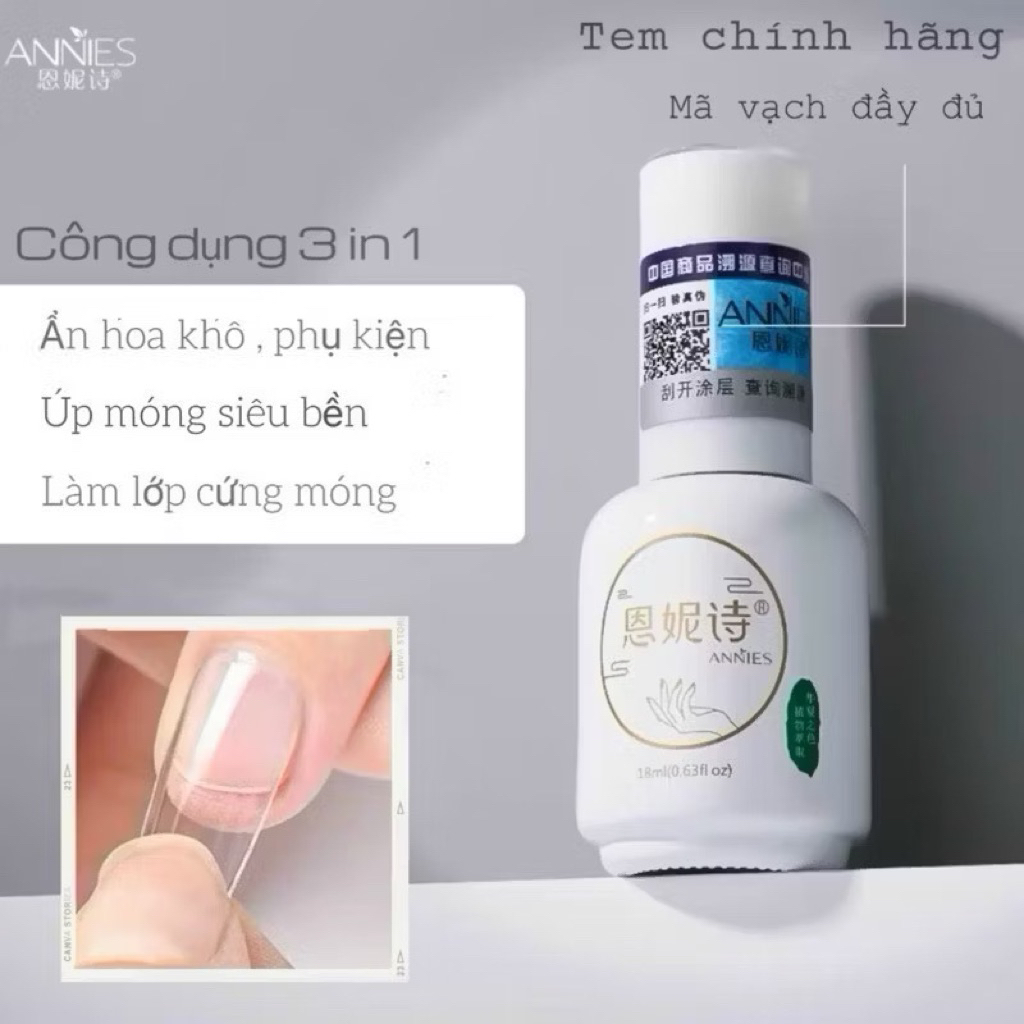 Glue gel ANNIES  3in1 Ẩn phụ kiện ,cứng móng ,úp móng