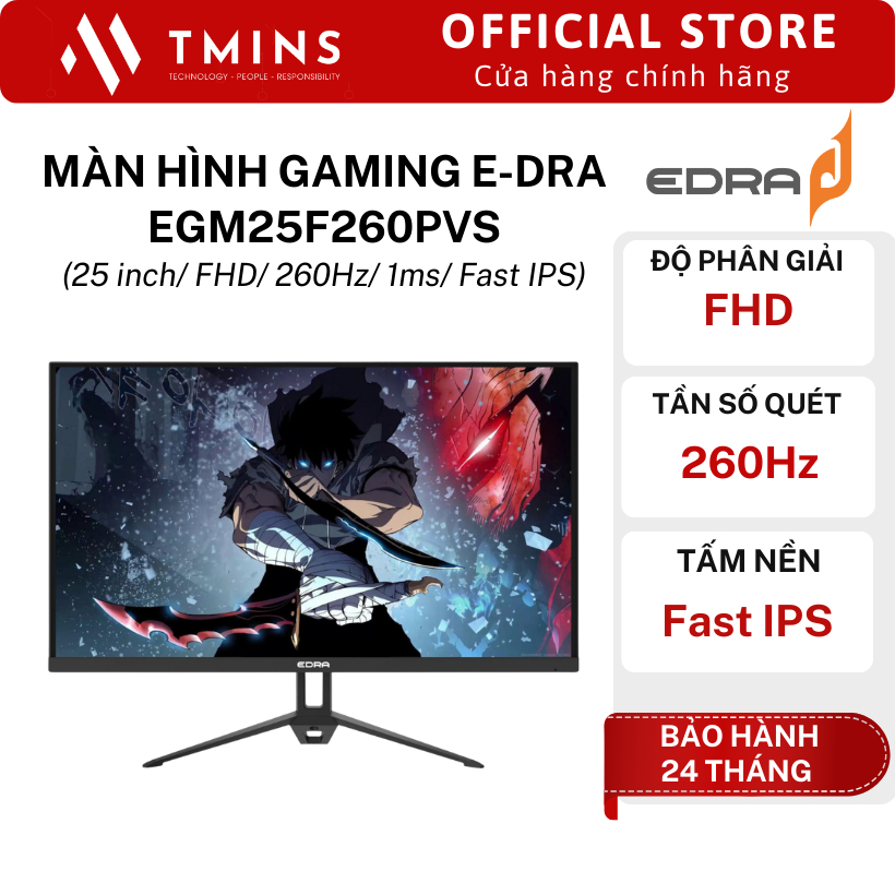 Màn hình Gaming EDRA EGM25F260PVS (25 inch/ FHD/ 260Hz/ 1ms/ Fast IPS) - Hàng chính hãng