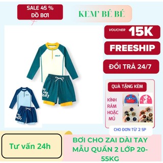 [ KEM BÉ BÉ ] Bikini bé trai dài tay chống nắng 12 -60kg đi biển , thời trang thể thao bé trai