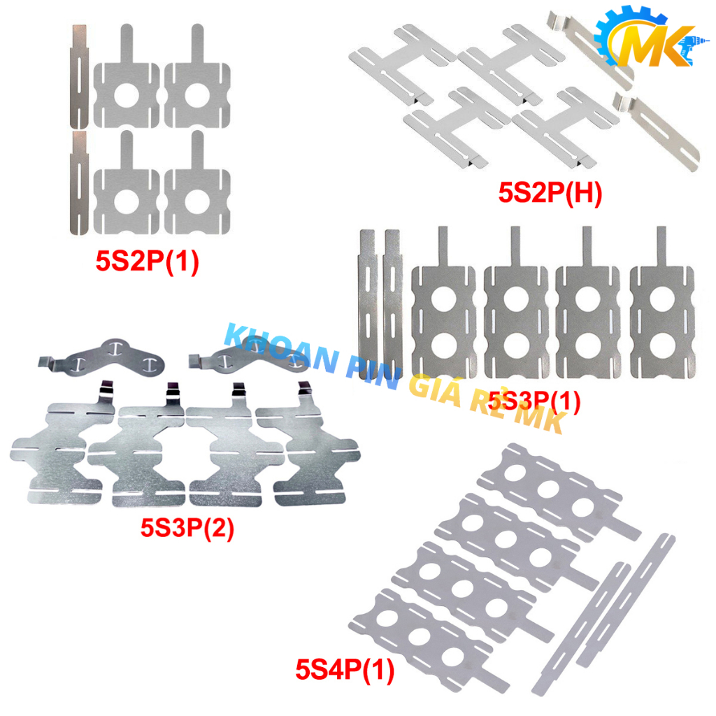 Combo 6 miếng kẽm pin 18650 5S2P 5S3P 5S4P