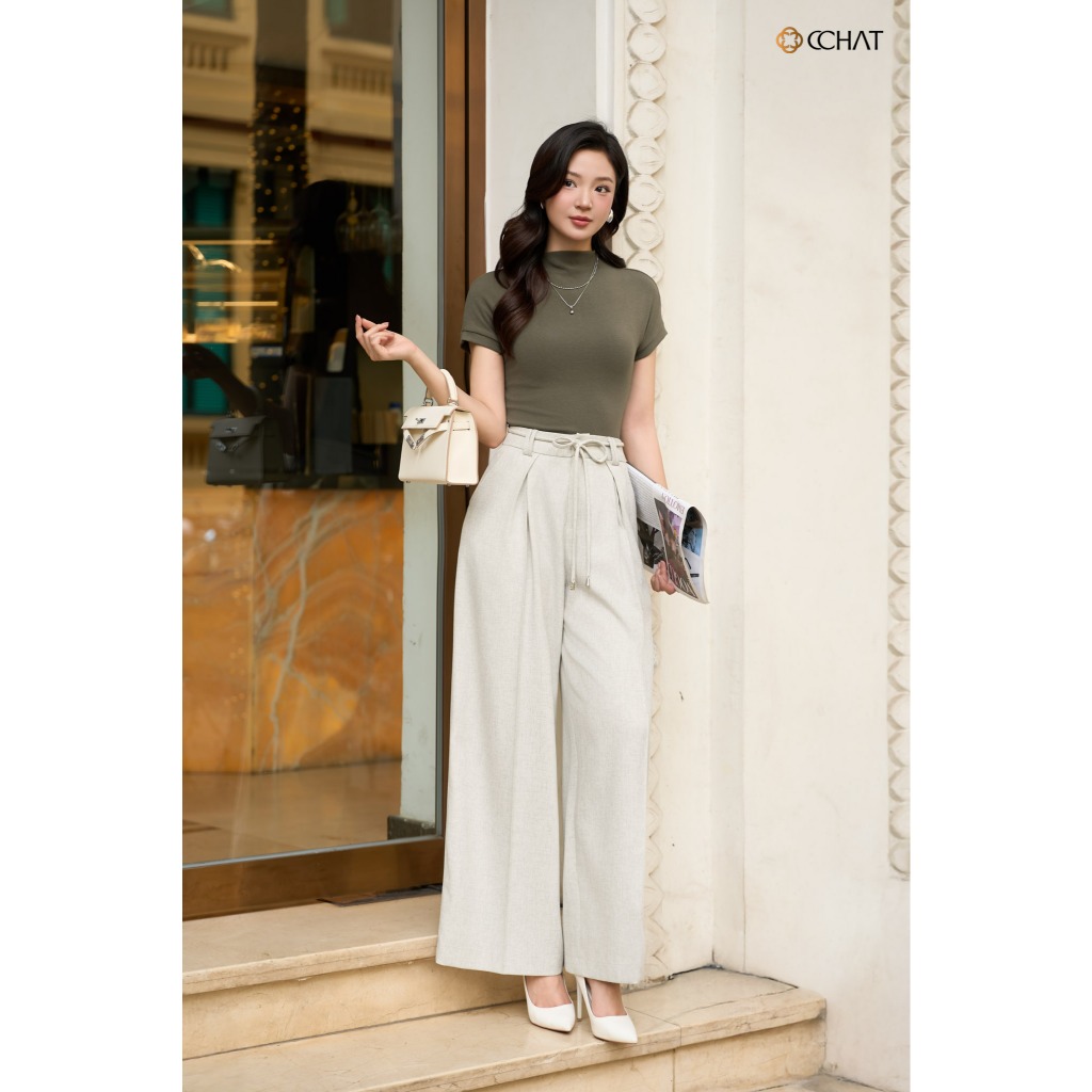 Quần Ống Rộng 𝐂𝐂𝐇𝐀𝐓 Dáng Suông Ria Tặng Kèm Dây Trang Trí Chất Liệu Tuytsi Cao Cấp 55QDS1001ST | BigBuy360 - bigbuy360.vn