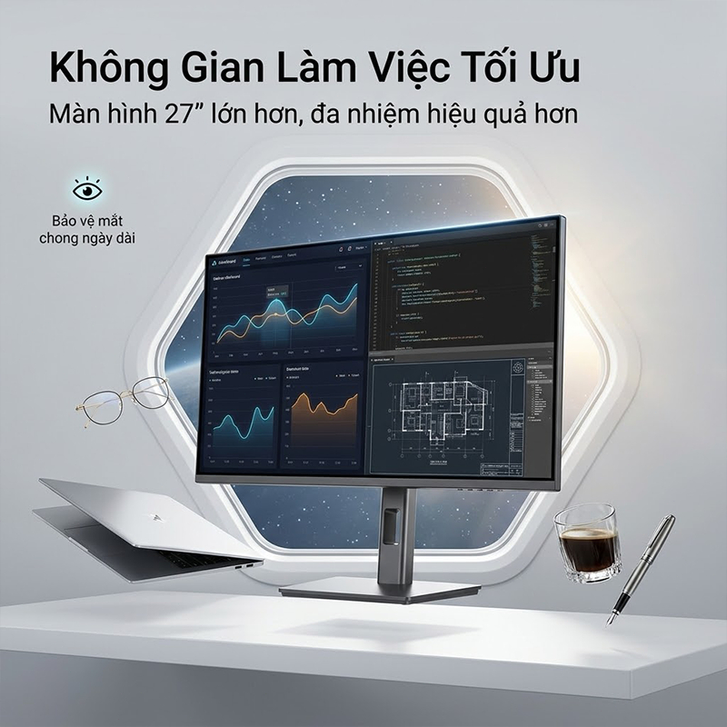 Màn Hình Vi Tính 27 Inch 100Hz IPS 1ms HDR Viền Mỏng Chân Đế Nâng Hạ 2K/Full HD (Tặng Kèm Cáp HDMI) | BigBuy360 - bigbuy360.vn