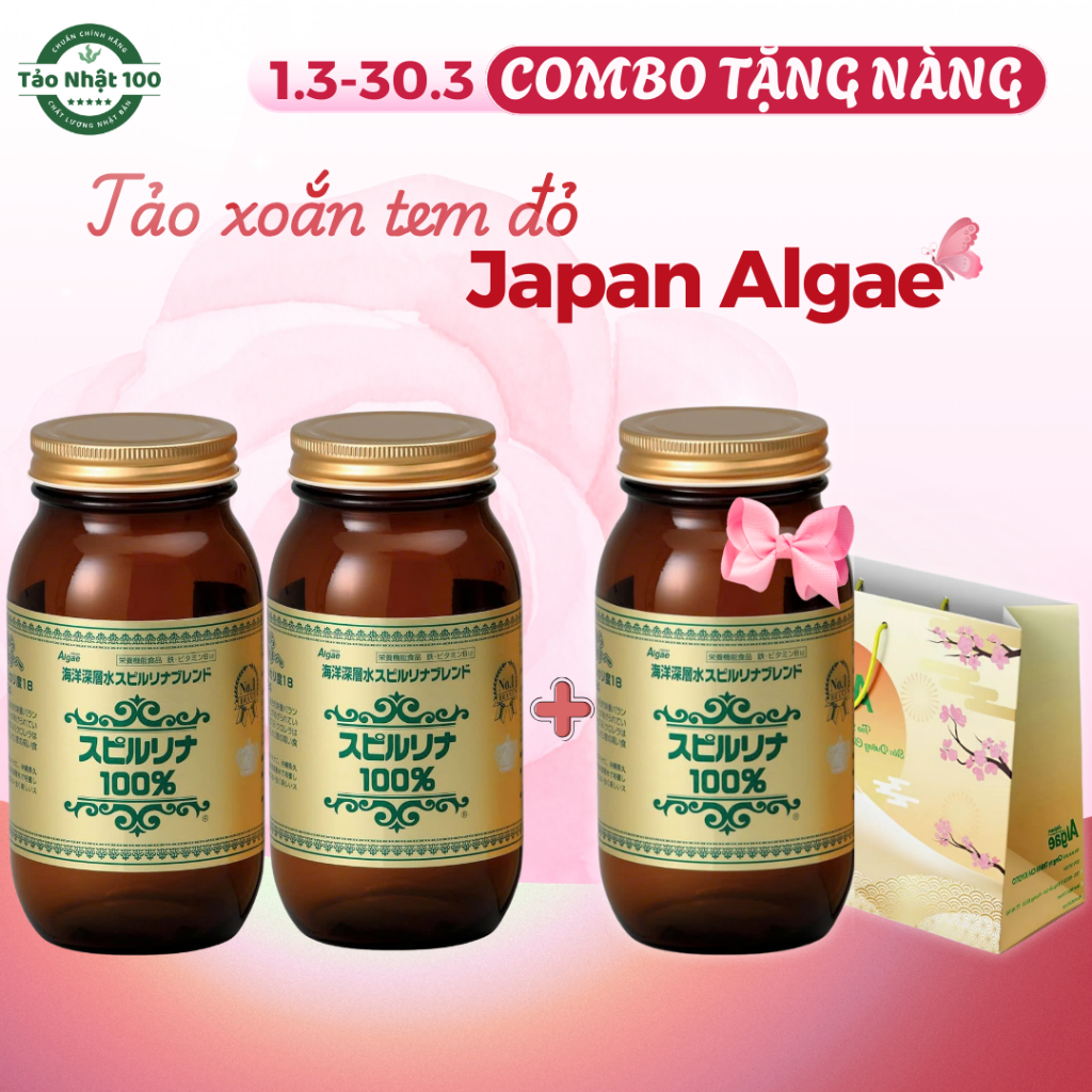 [NHẬP KHẨU CHÍNH NGẠCH] Tảo Xoắn Deep Ocean Japan Algae Water Spirulina 2200 Viên Nhật Bản