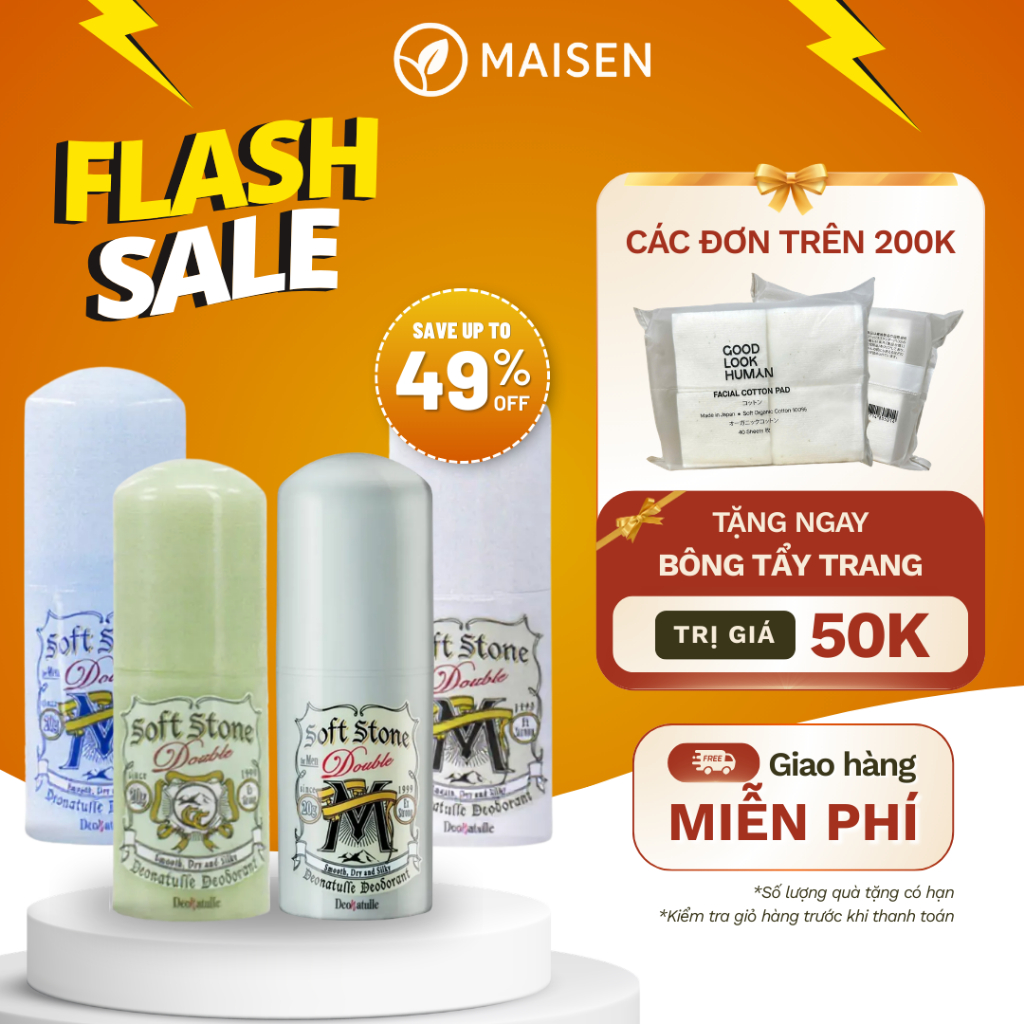 Lăn khử mùi đá khoáng sáp Soft Stone - khử mùi, không gây ố vàng