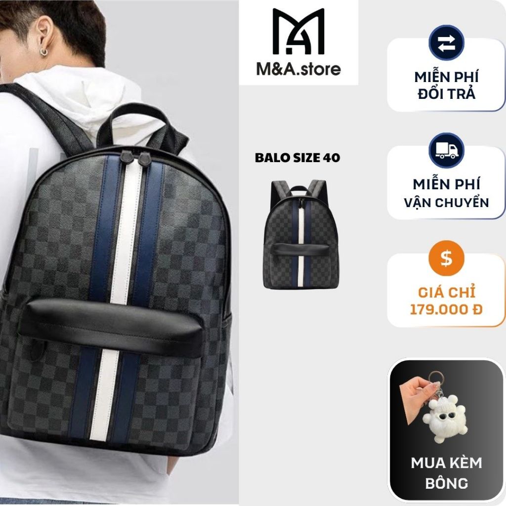 M&A - Balo Da Thời Trang Nam Nữ , Balô Da Pu Cao Cấp Đi Học vừa Laptop vừa giấy A4