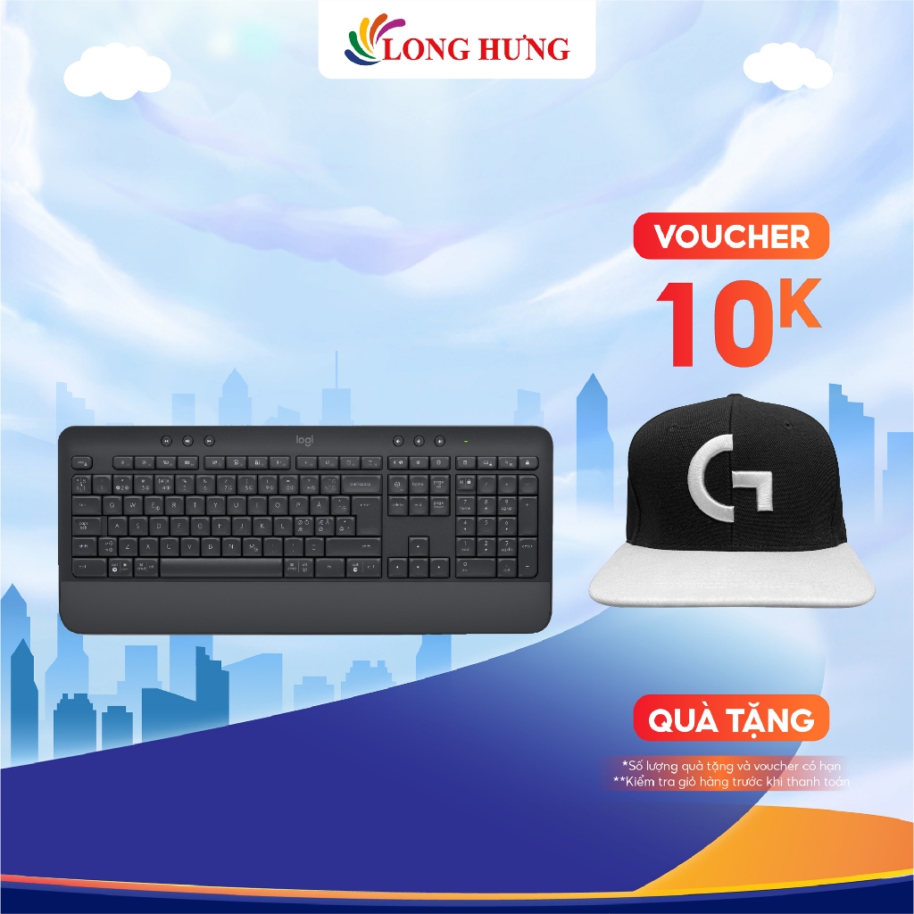 Bàn phím không dây Bluetooth Logitech K650 Signature - Hàng chính hãng - Kết nối không dây nhanh chó