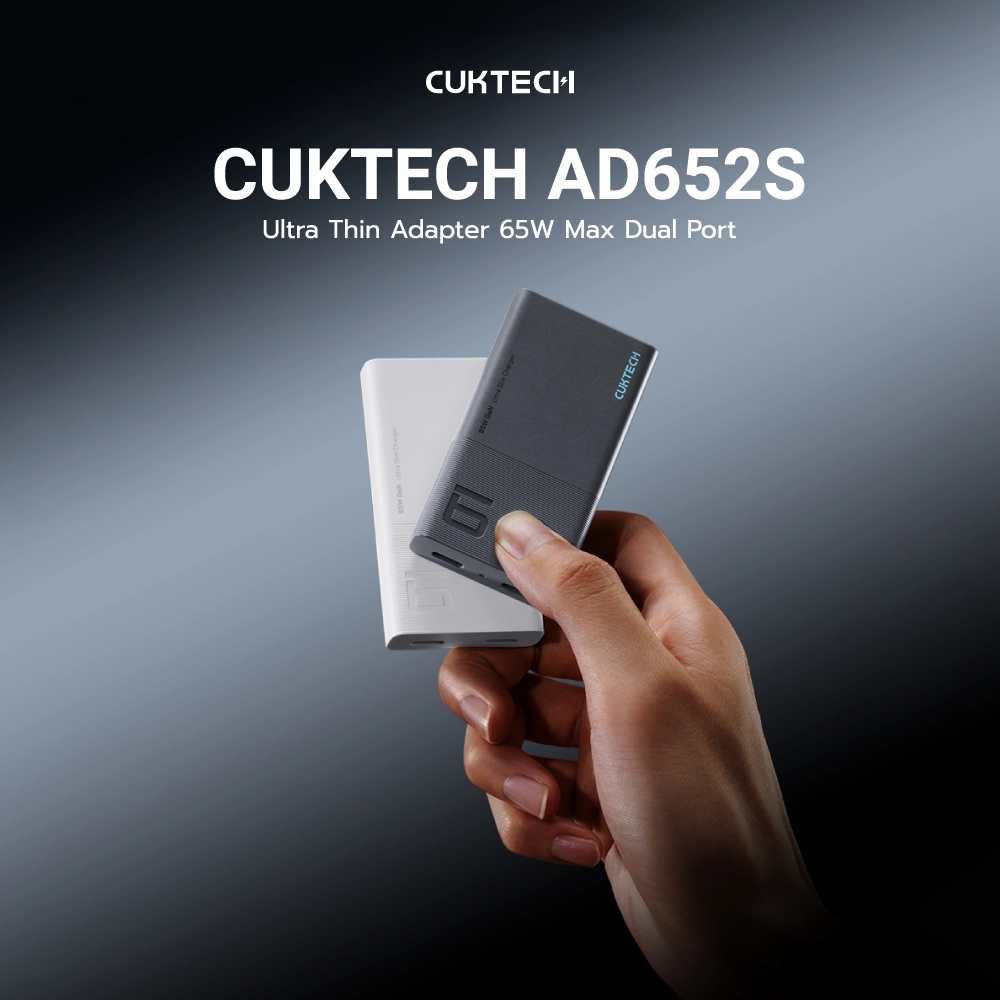 Củ Sạc 2 cổng C Cuktech Ultra Slim 65W AD652S Siêu nhỏ gọn