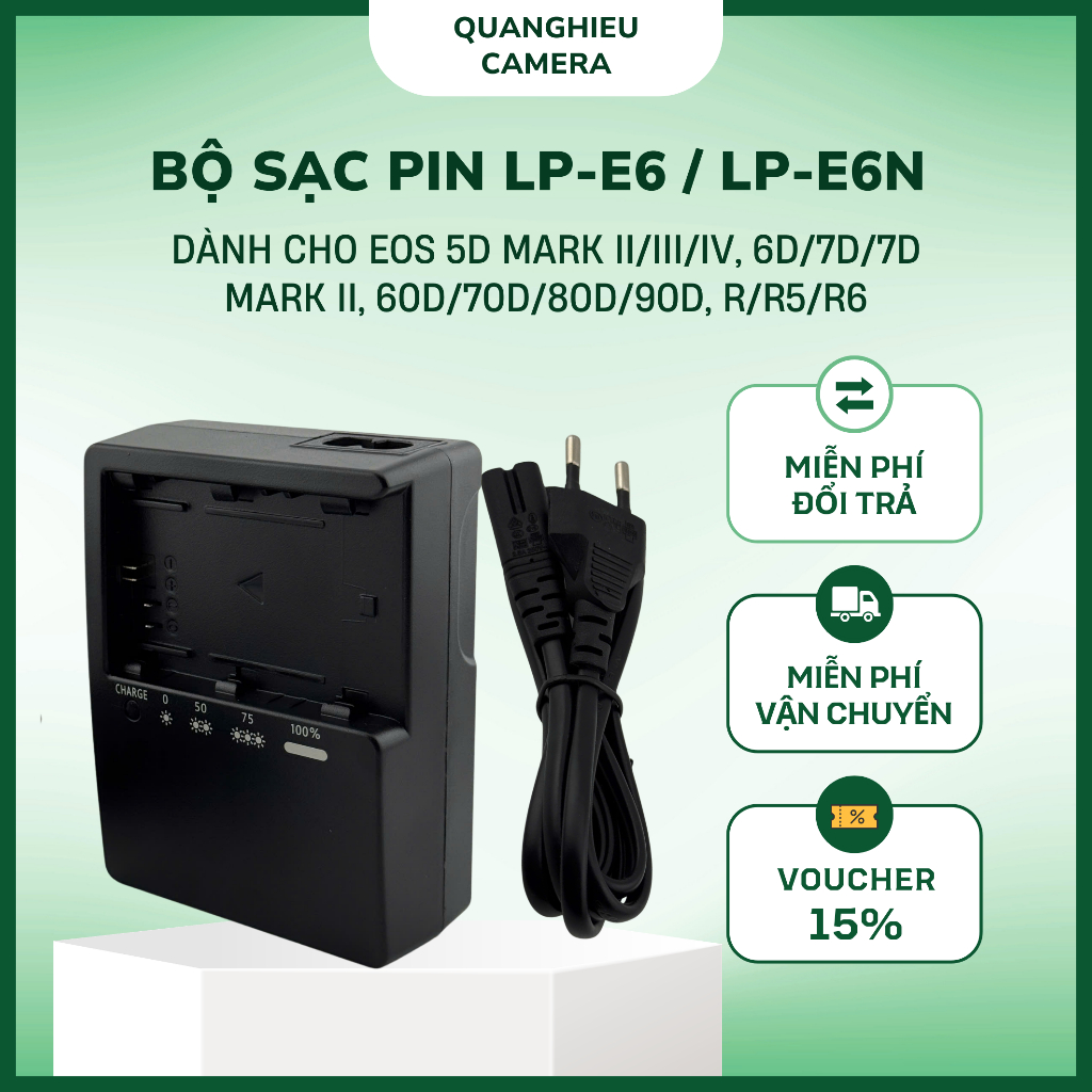 [SẴN - HỎA TỐC HN] Bộ sạc máy ảnh Plug LC-E6E LCE6E LCE6 LC-E6 Dành cho 70D 60D 7D 5D2 5D3 Mark II 5D MarkIII LP-E6