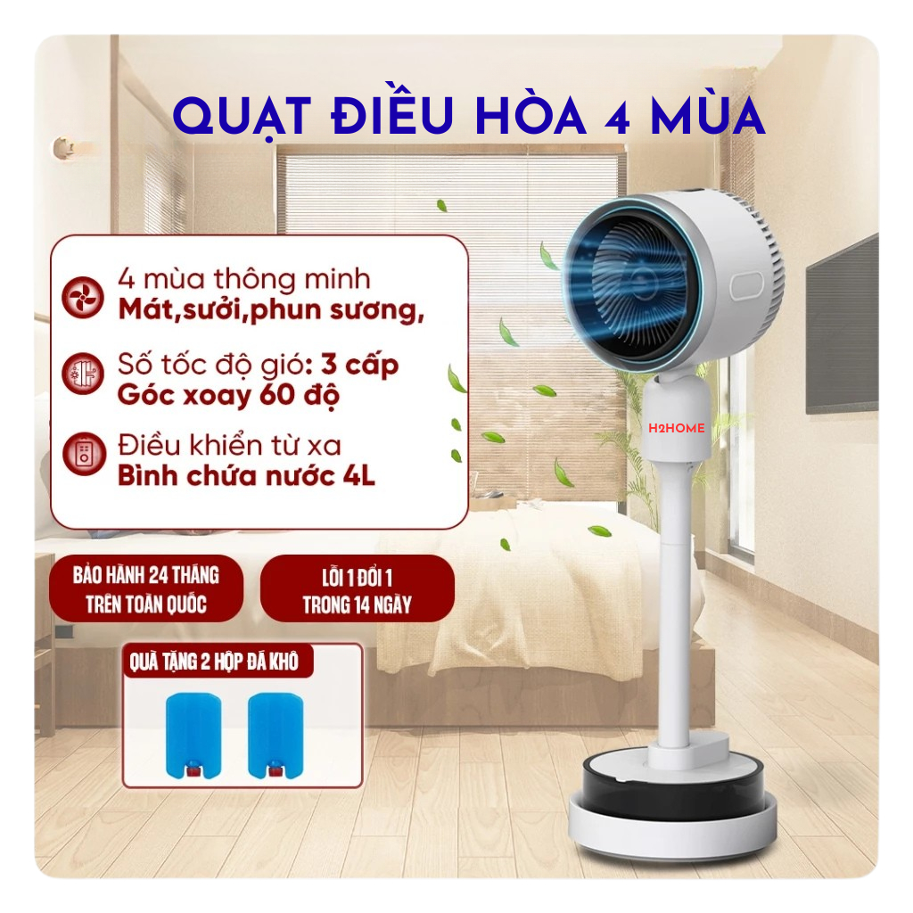 Quạt Điều Hòa 4 mùa H2home 707 – Làm mát, sưởi ấm, phun sương, lọc không khí, bảo hành 12 tháng