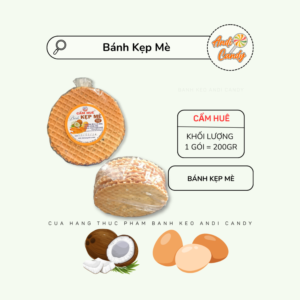 Bánh Nướng Kẹp Mè Cốt Dừa Trứng Cẩm Huê