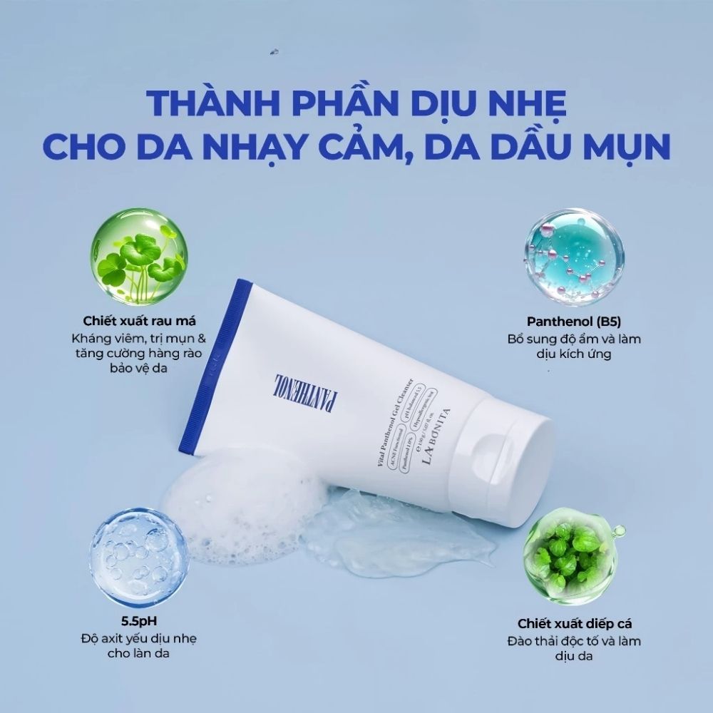 Ảnh 4 của Sữa Rửa Mặt Labonita Vital Panthenol Gel Cleanser Dịu Nhẹ Cho Da Nhạy Cảm & Mụn Nhạy Cảm Ph 5.5