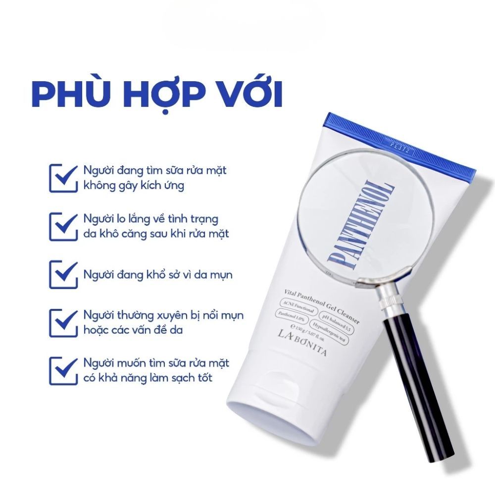 Ảnh 5 của Sữa Rửa Mặt Labonita Vital Panthenol Gel Cleanser Dịu Nhẹ Cho Da Nhạy Cảm & Mụn Nhạy Cảm Ph 5.5