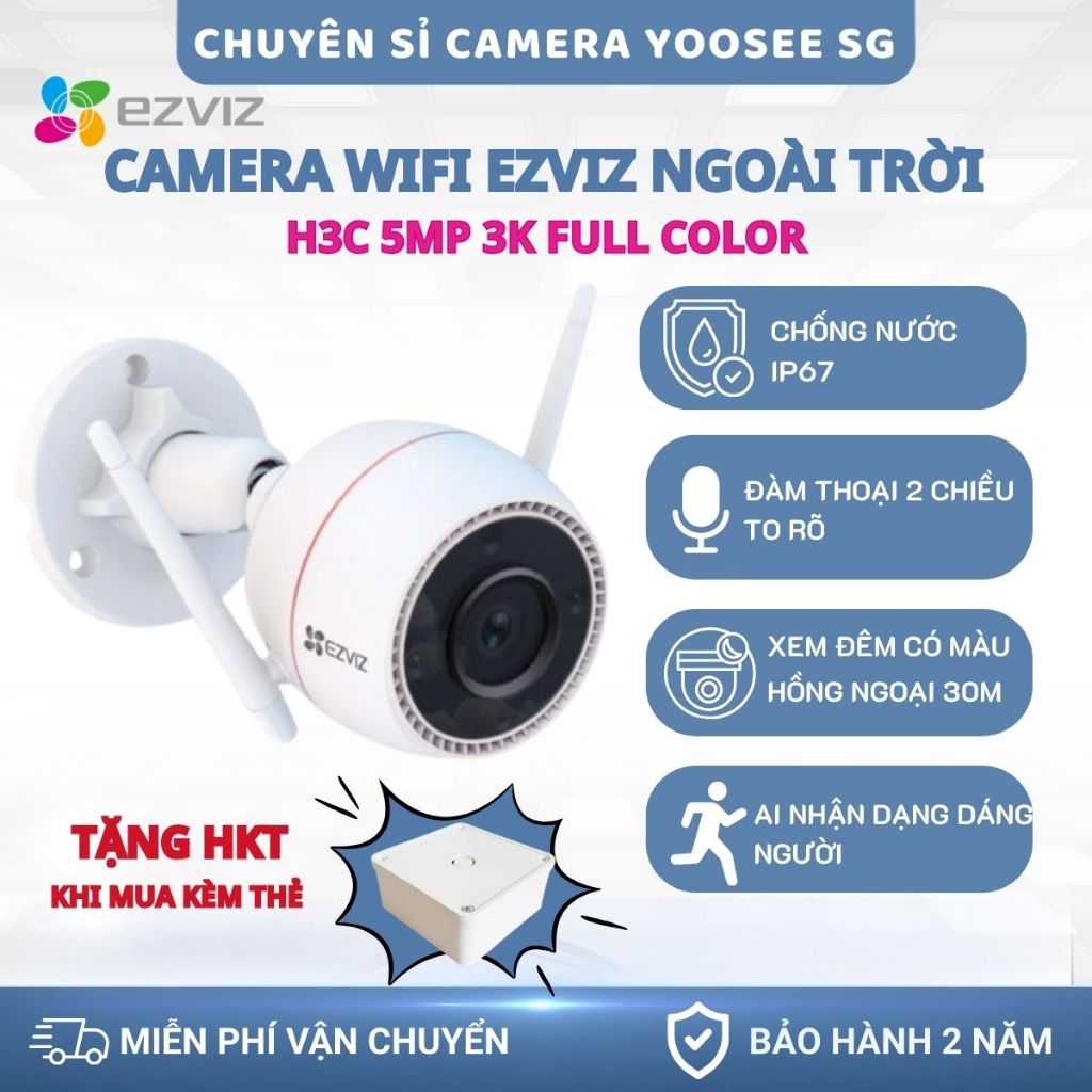 Camera Wifi Ezviz H3C 2MP/3MP/5MP Full Color, Đầy Đủ Tính Năng, Cảnh Báo Bằng Còi Và Đèn,Chống Nước 