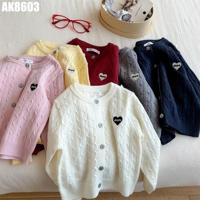 Áo Khoác Len Cardigan Họa Tiết Trái Tim Cho Bé Gái 1-8 Tuổi MINTSCLOSET Quảng Châu - AK8579