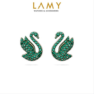 Khuyên tai nữ LAMY Iconic Swan Green Crystal Earrings Rose Gold 3133