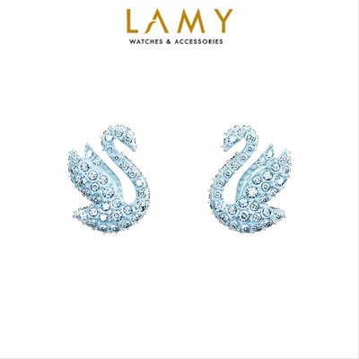 Khuyên tai nữ LAMY Iconic Swan Blue Crystal Earrings Silver 3133