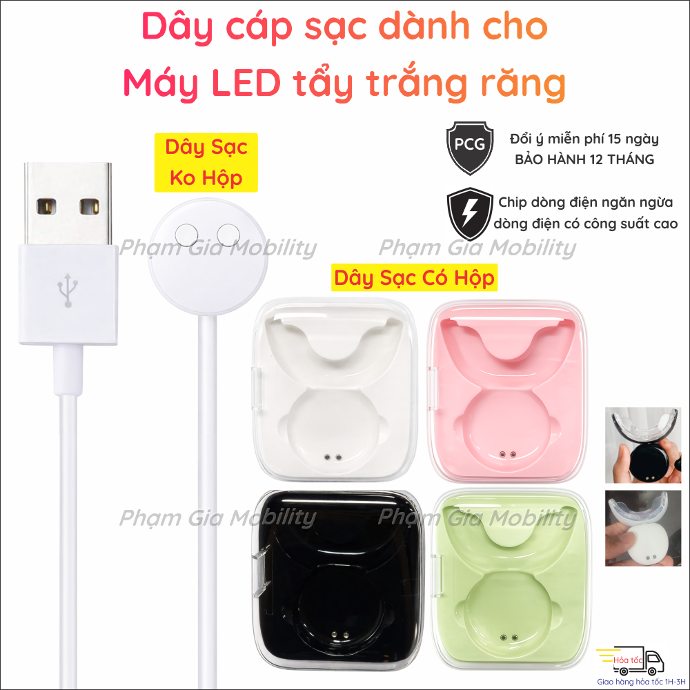 (BH 12T) Dây cáp sạc từ tính dành cho máy Led tẩy trắng răng tại nhà Smilee Extra, Extra Pro, Ultima