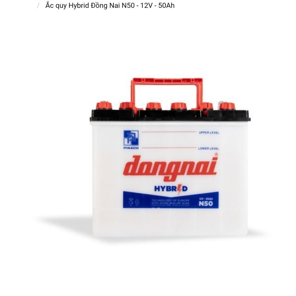 Bình ắc quy nước 12v hybrid đồng nai N50| 12V - 50ah ( tặng kèm acid châm bình )