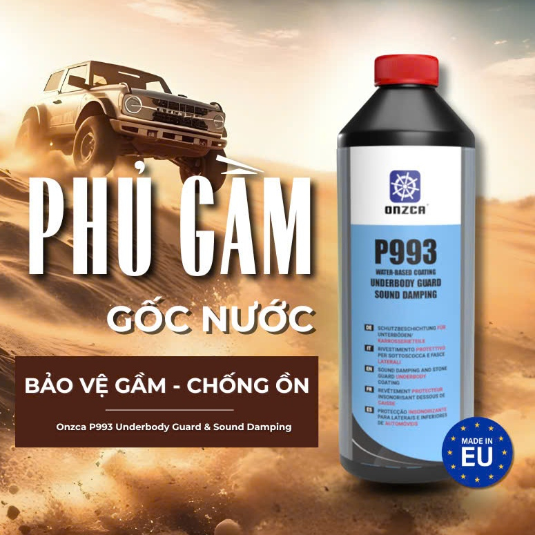 Sơn Phủ Gầm Ô Tô Gốc Nước Onzca P993 Chống Gỉ Sét Chai 1 Lít Màu Đen