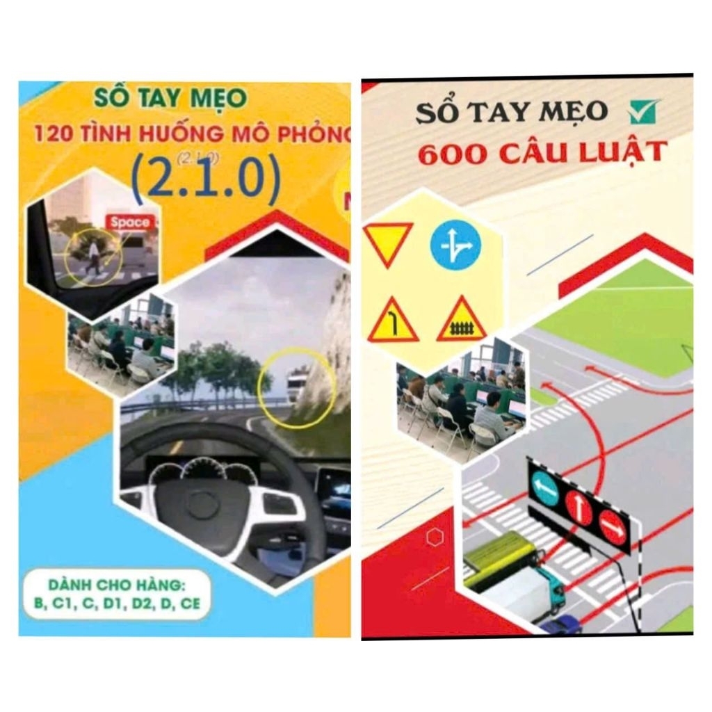 Combo 2 sổ tay meo 600 cau vs 120MP BCA dành cho hạng B C1 C D1 D2 D Ce Be De ..sổ tay giấy a5 a4