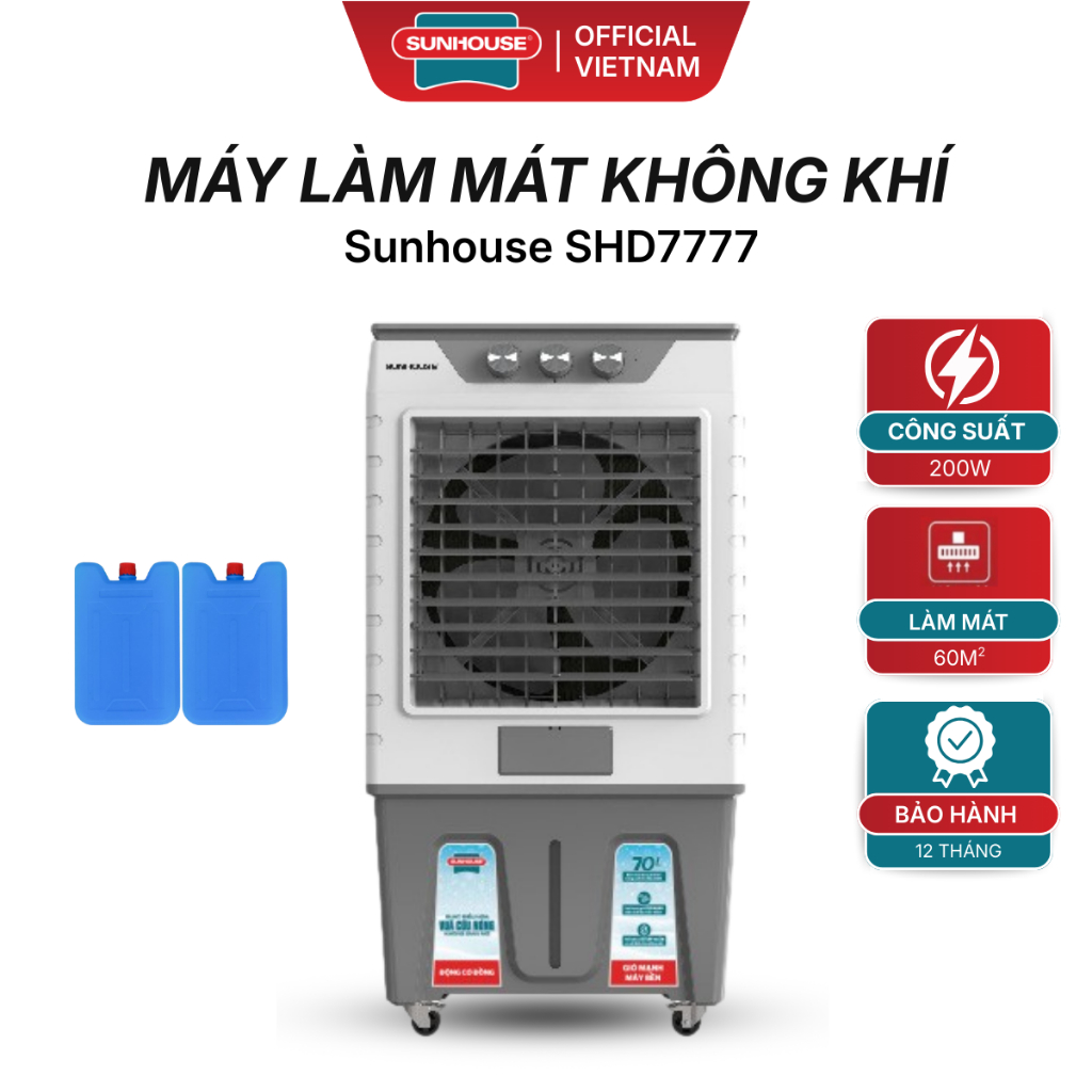 Máy Làm Mát Không Khí Sunhouse SHD7777- Quạt Điều Hòa Hơi Nước Bình Chứa 70L, Bảo Hành Tại Nhà 1 Năm