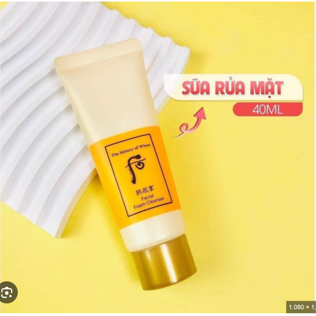 {KHÔNG HỘP} Tuýp Sữa Rửa Mặt Whoo Vàng 40ml_𝗘𝗕𝗜𝗦𝗨 𝗖𝗢𝗦𝗠𝗘𝗧𝗜𝗖𝗦