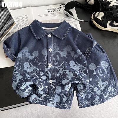 Set Đồ Bộ Áo Tay Ngắn Kiểu Polo In Chữ Quần Đùi Jean Bé Trai 1-5 Tuổi MINTSCLOSET Quảng Châu TN3586