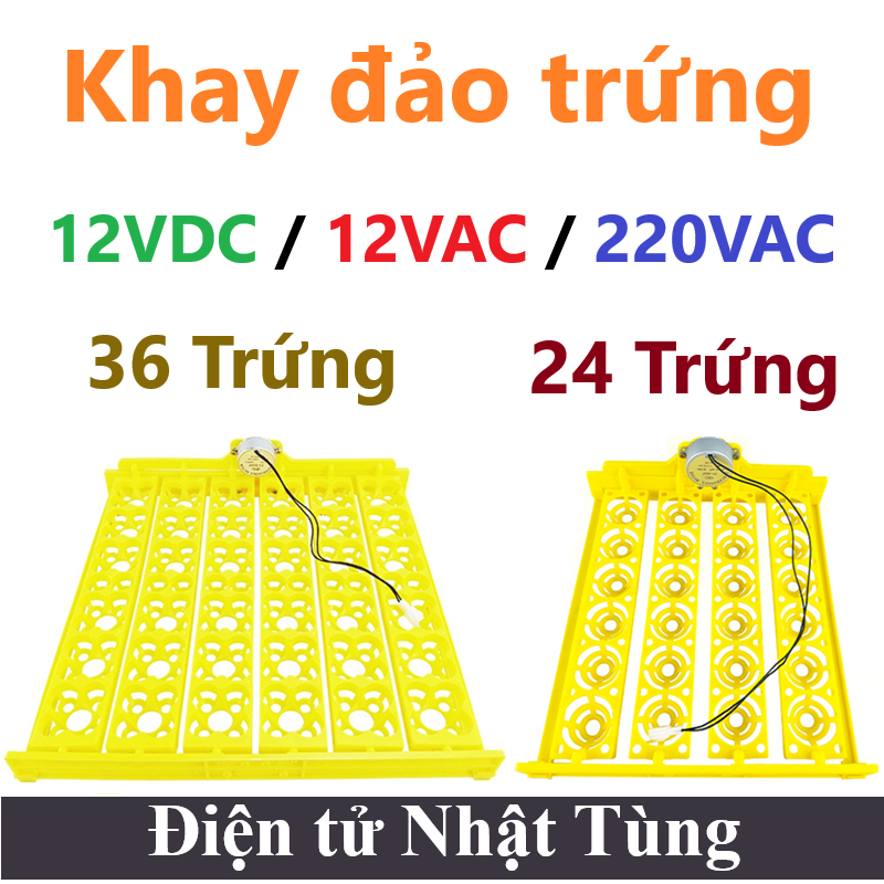 KHAY ĐẢO TRỨNG 12VDC / 220VAC, ĐẢO 24 TRỨNG / 36 TRỨNG TỰ ĐỘNG