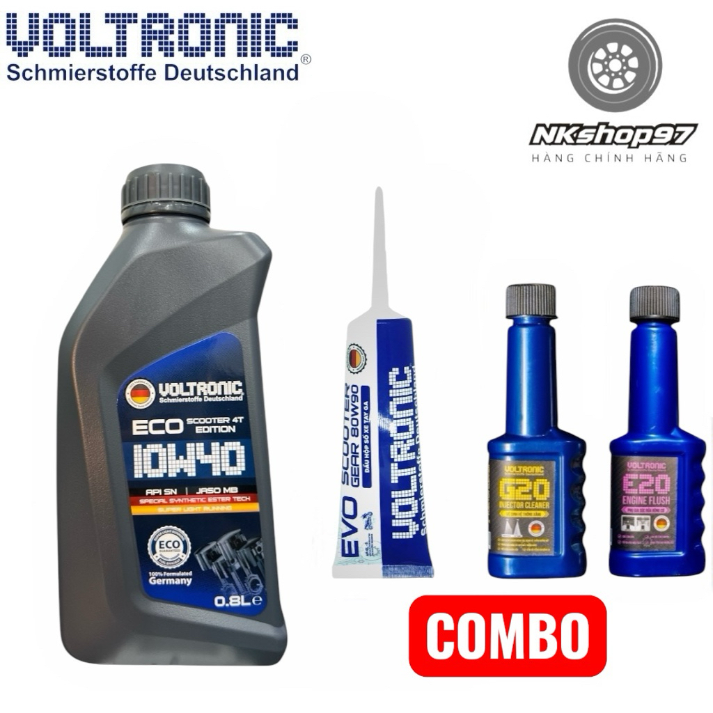 [hoả tốc]combo dầu nhớt xe tay ga Voltronic ECO Scooter 10W40 800ML + Láp Voltronic + Vệ Sinh Nhớt