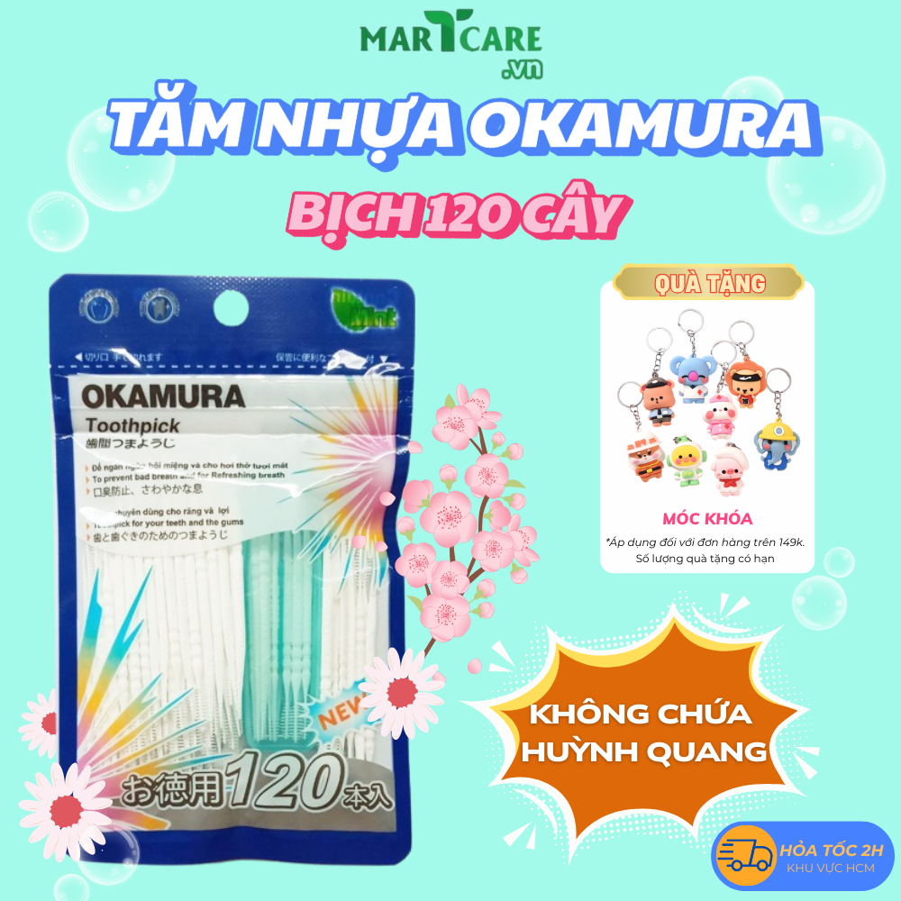 [BỊCH 120C] Tăm Nhựa Nha Khoa OKAMURA Nhật Bản Cao Cấp - Tăm Xỉa Răng Làm Sạch An Toàn - Tăm nhựa Ok