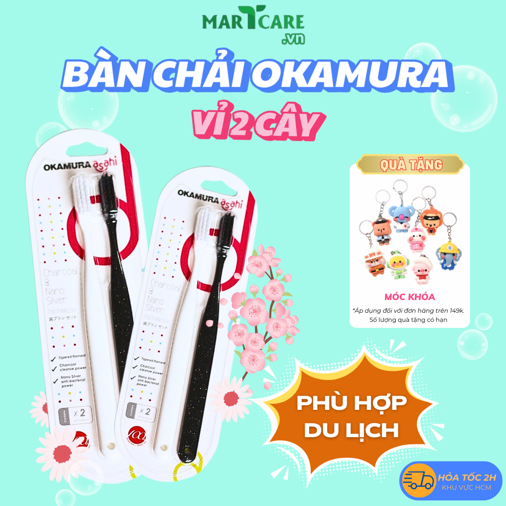 Bàn Chải Đánh Răng Đôi Okamura Asahi Nhật Bản Kháng Khuẩn, Đầu Lông Mềm Mại - Bàn chải đánh răng đôi
