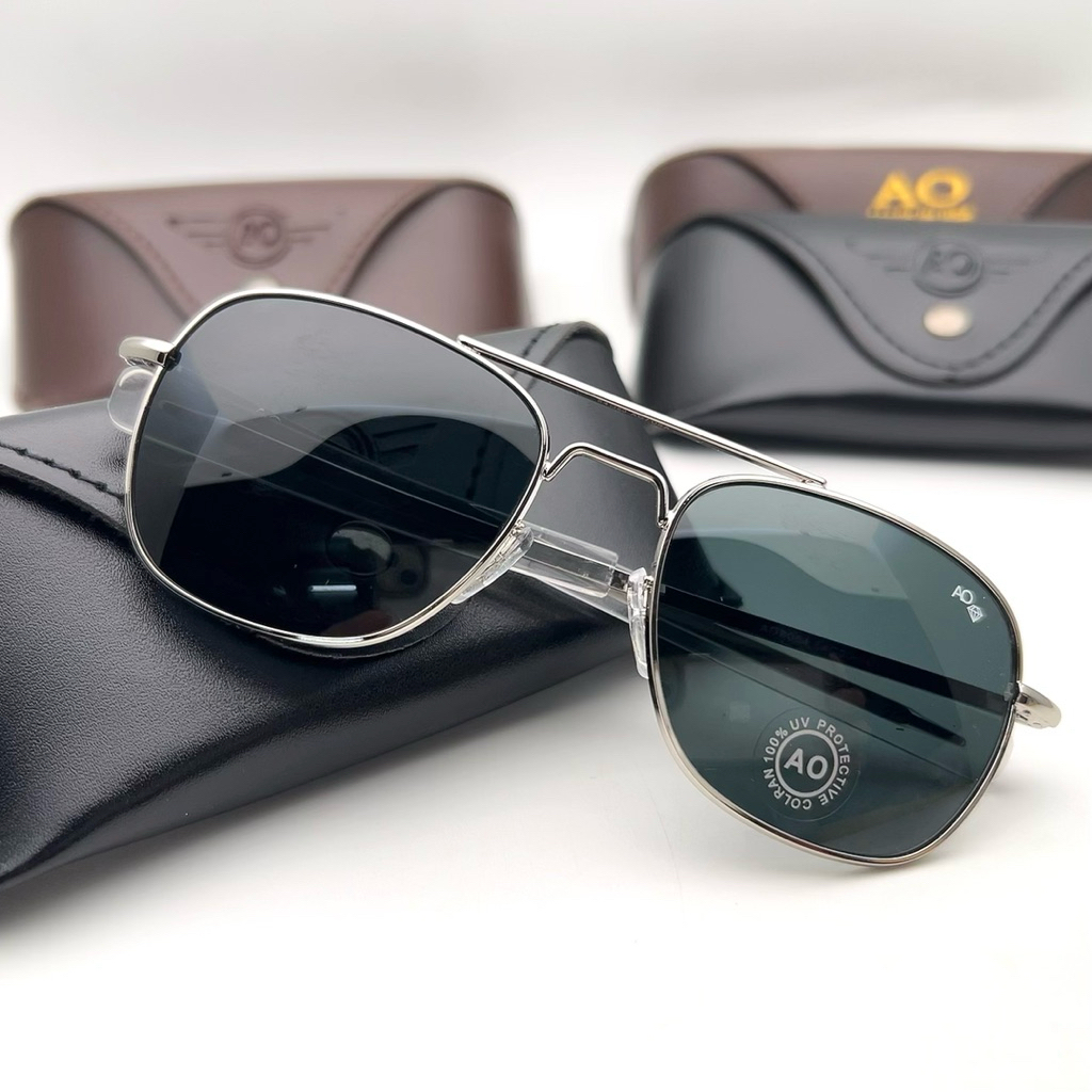 Kính nam cơn AO American Optican râm mát thời trang đen bạc