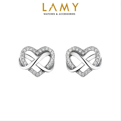 Khuyên tai bạc nữ LAMY Infinity Heart Stud Silver Earings 3057 - Khuyên tai bạc S925