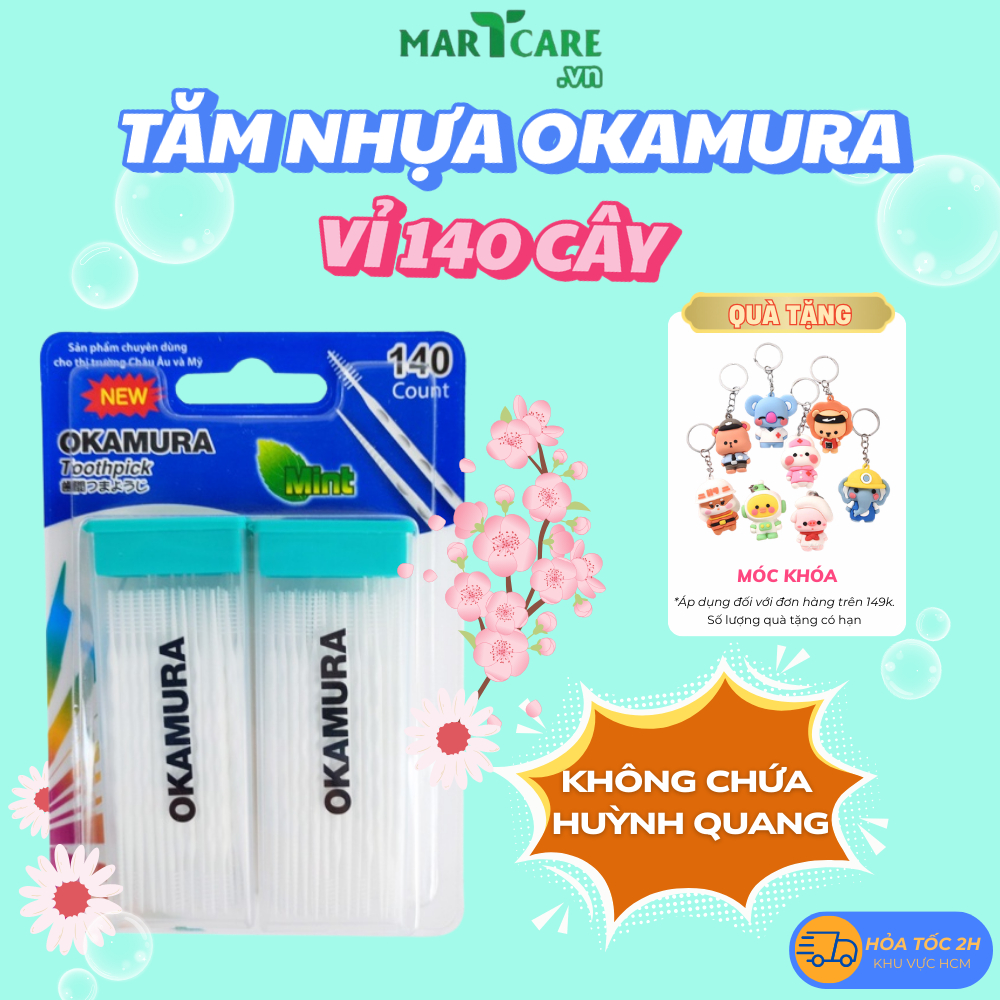 [Vỉ 140 CÂY] Tăm Nhựa Nha Khoa OKAMURA Nhật Bản Xỉa Răng Làm Sạch An Toàn - Tăm nhựa Okamura 140 cây