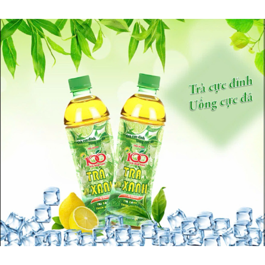 Thùng 24 chai trà xanh hương chanh Tribeco chai 500ml 100% trà búp non