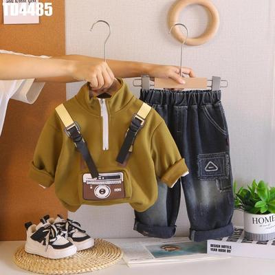 Set Thu Đông Áo Polo Tay Dài Họa Tiết Số Quần Jean Bé Trai 1-5 Tuổi MINTSCLOSET Quảng Châu - TD4490