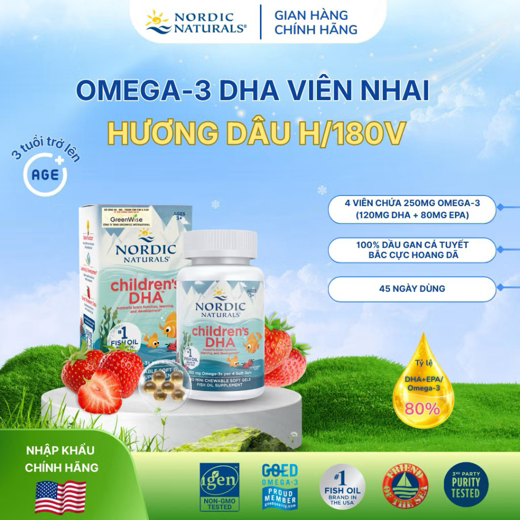 Vitamin DHA Nordic Naturals dạng viên nang, 250 mg, có EPA & DHA,