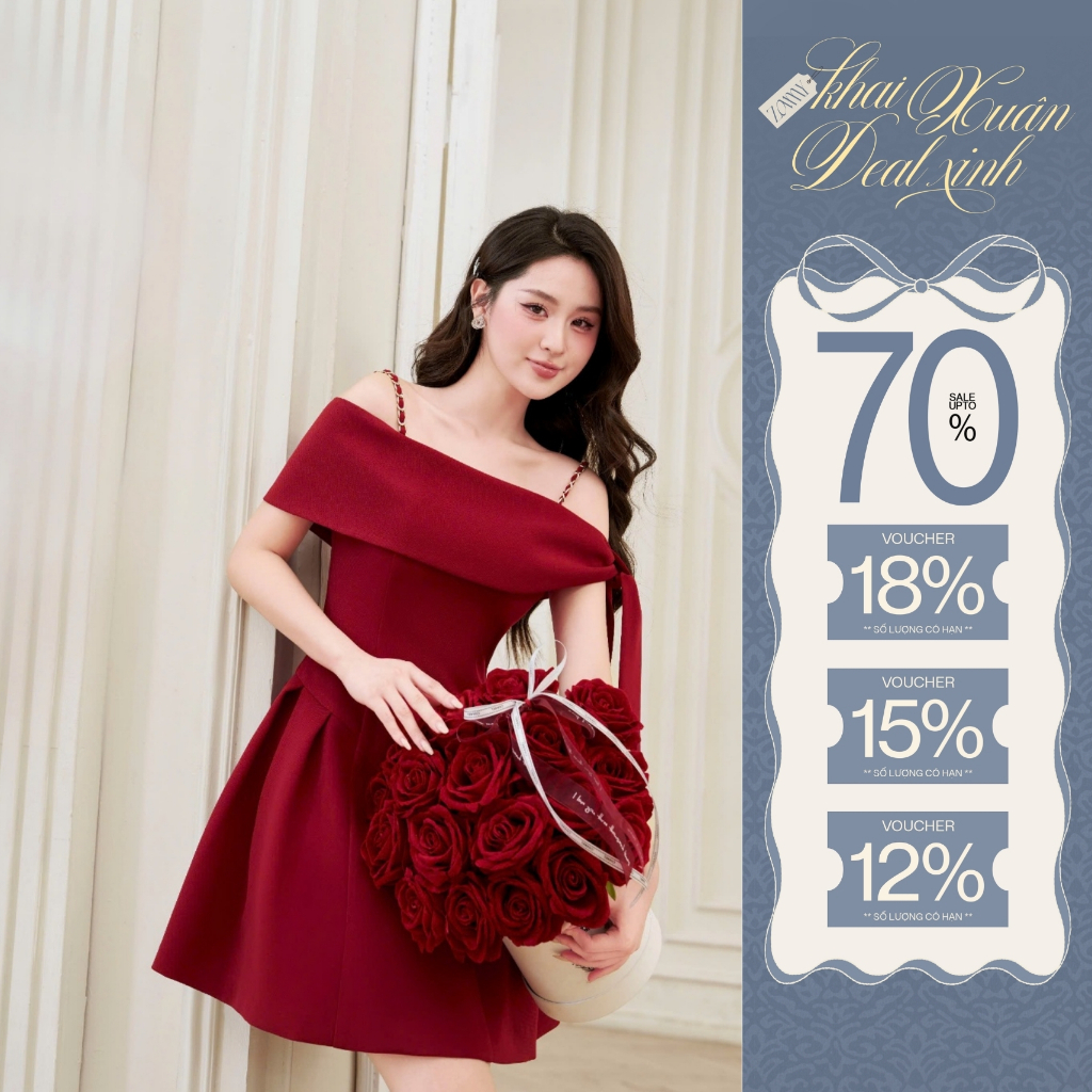 ZAMY SHOP - Váy TK trễ vai đỏ nơ lệch váy body nữ tôn dáng, đầm dự tiêc sang chảnh, váy nữ 2025