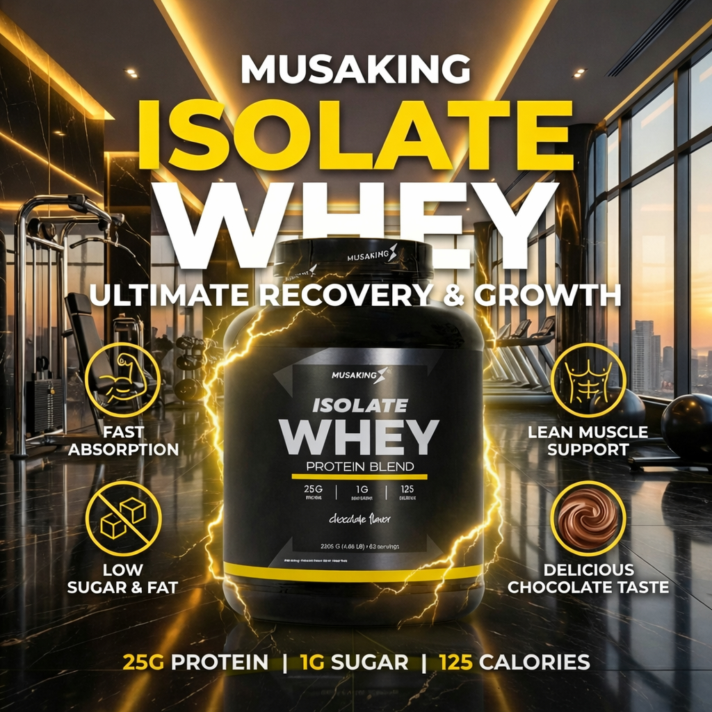 Hủ Whey Isolate Blend MUSAKING 63 Servings – Whey Protein Cao Cấp 25g Protein, Phục Hồi Cơ Sau Tập