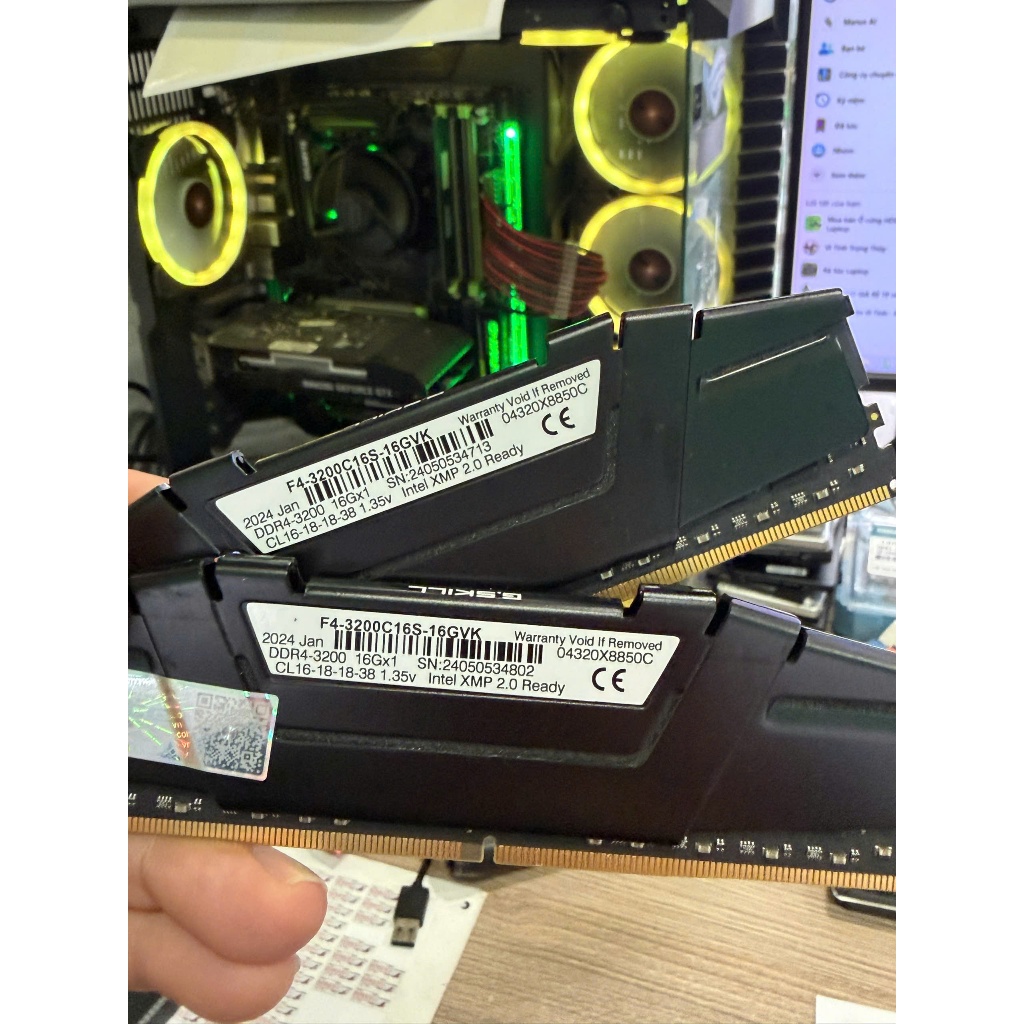 Ram PC ddr4 Gskill 16G/ 3200 còn bảo hành chính hãng 2/ 2027